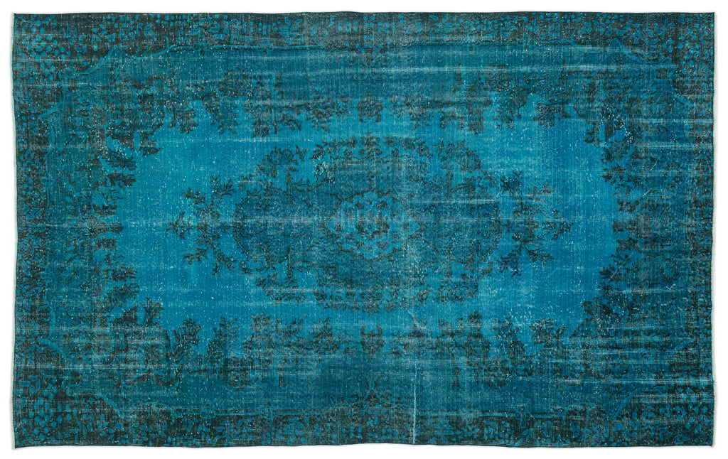 Turquoise  Over Dyed Vintage Rug 6'6'' x 10'9'' ft 199 x 328 cm