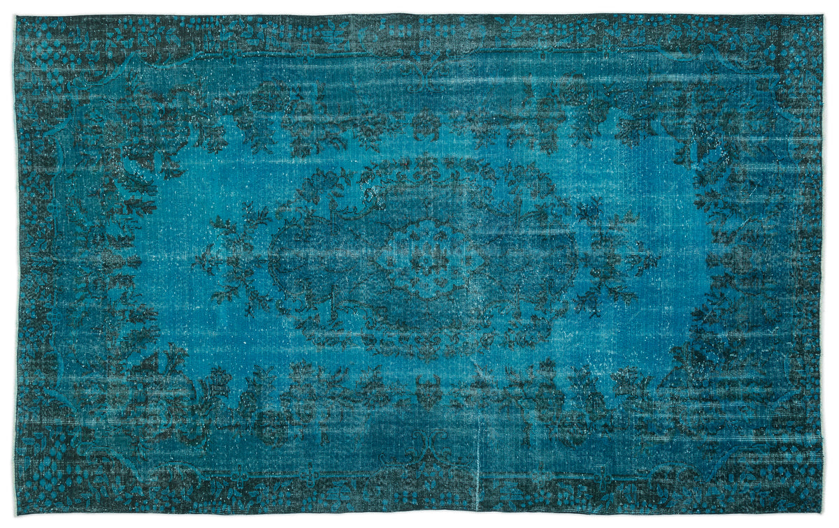 Turquoise  Over Dyed Vintage Rug 6&#39;6&#39;&#39; x 10&#39;9&#39;&#39; ft 199 x 328 cm