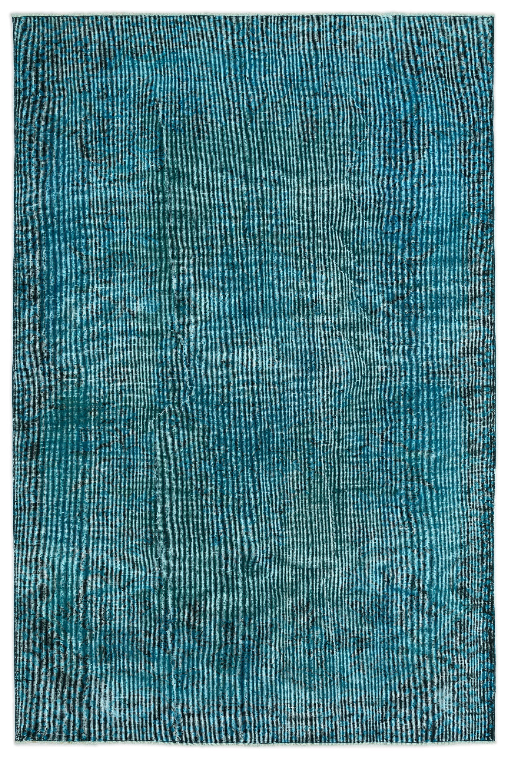 Turquoise  Over Dyed Vintage Rug 5'7'' x 8'7'' ft 169 x 262 cm