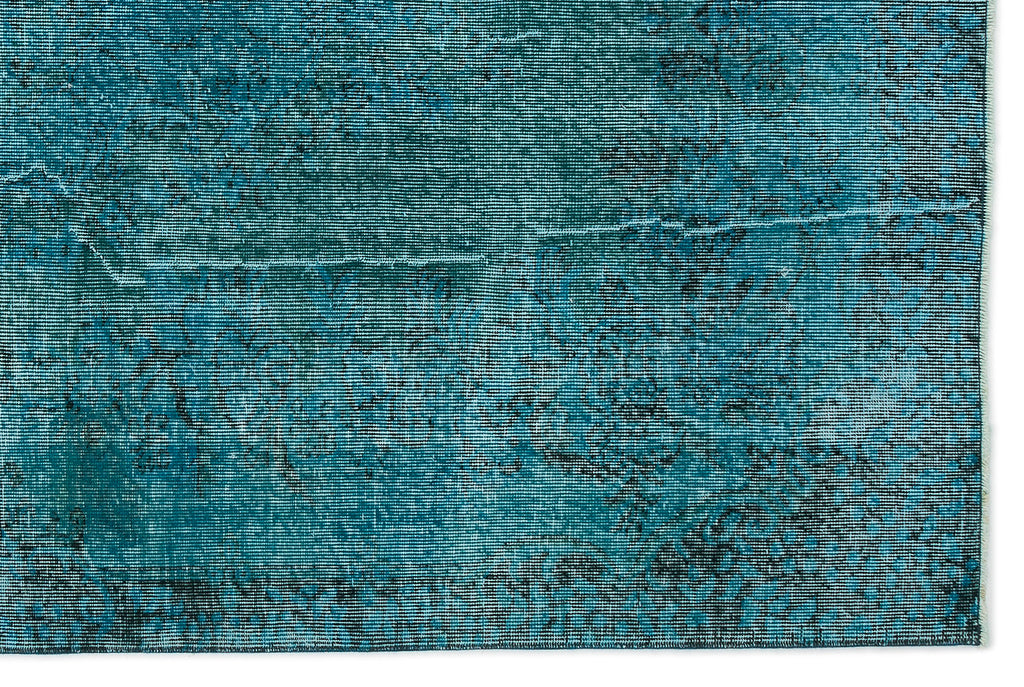 Turquoise  Over Dyed Vintage Rug 5'7'' x 8'7'' ft 169 x 262 cm