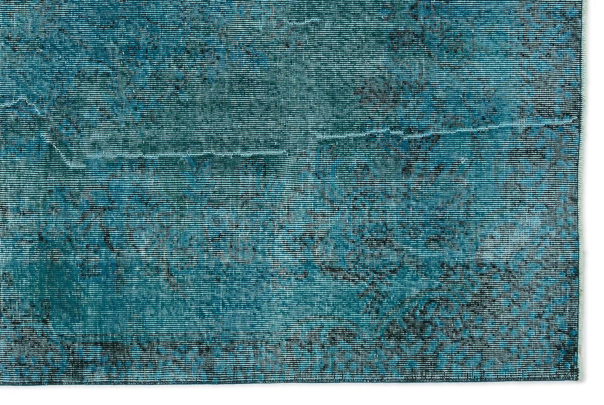 Turquoise  Over Dyed Vintage Rug 5&#39;7&#39;&#39; x 8&#39;7&#39;&#39; ft 169 x 262 cm
