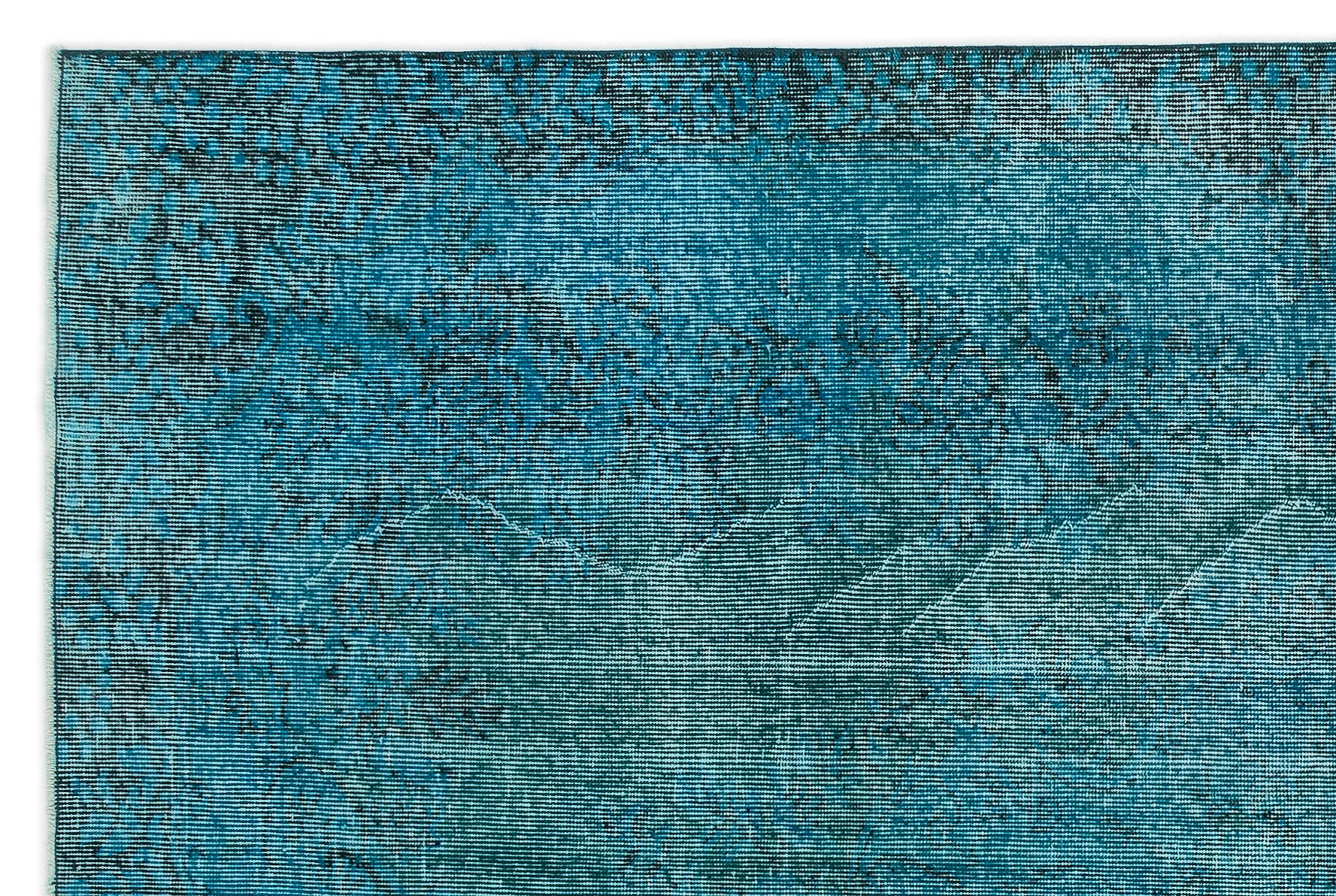 Turquoise  Over Dyed Vintage Rug 5'7'' x 8'7'' ft 169 x 262 cm