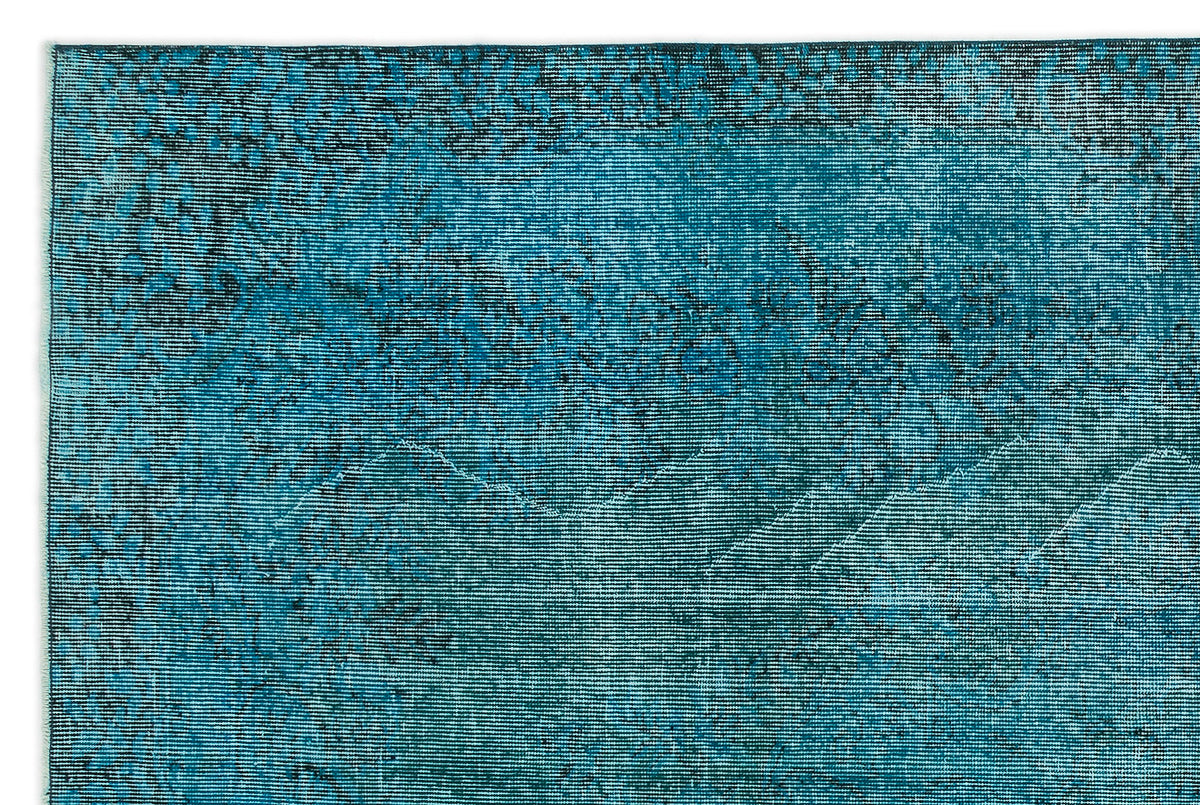 Turquoise  Over Dyed Vintage Rug 5&#39;7&#39;&#39; x 8&#39;7&#39;&#39; ft 169 x 262 cm