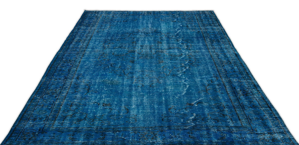 Turquoise  Over Dyed Vintage Rug 6&#39;3&#39;&#39; x 9&#39;9&#39;&#39; ft 191 x 296 cm