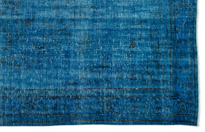 Turquoise  Over Dyed Vintage Rug 6'3'' x 9'9'' ft 191 x 296 cm