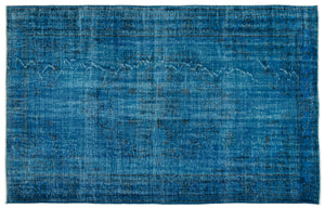 Turquoise  Over Dyed Vintage Rug 6'3'' x 9'9'' ft 191 x 296 cm
