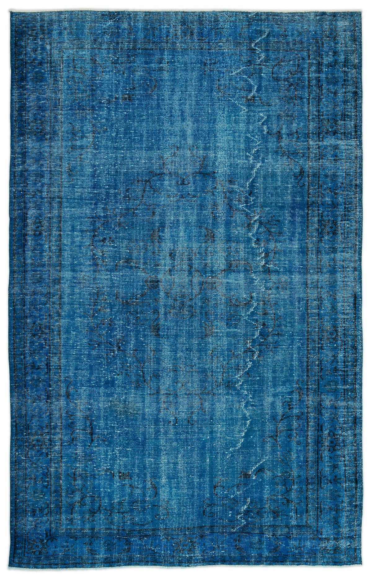 Turquoise  Over Dyed Vintage Rug 6&#39;3&#39;&#39; x 9&#39;9&#39;&#39; ft 191 x 296 cm