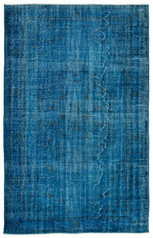 Turquoise  Over Dyed Vintage Rug 6'3'' x 9'9'' ft 191 x 296 cm