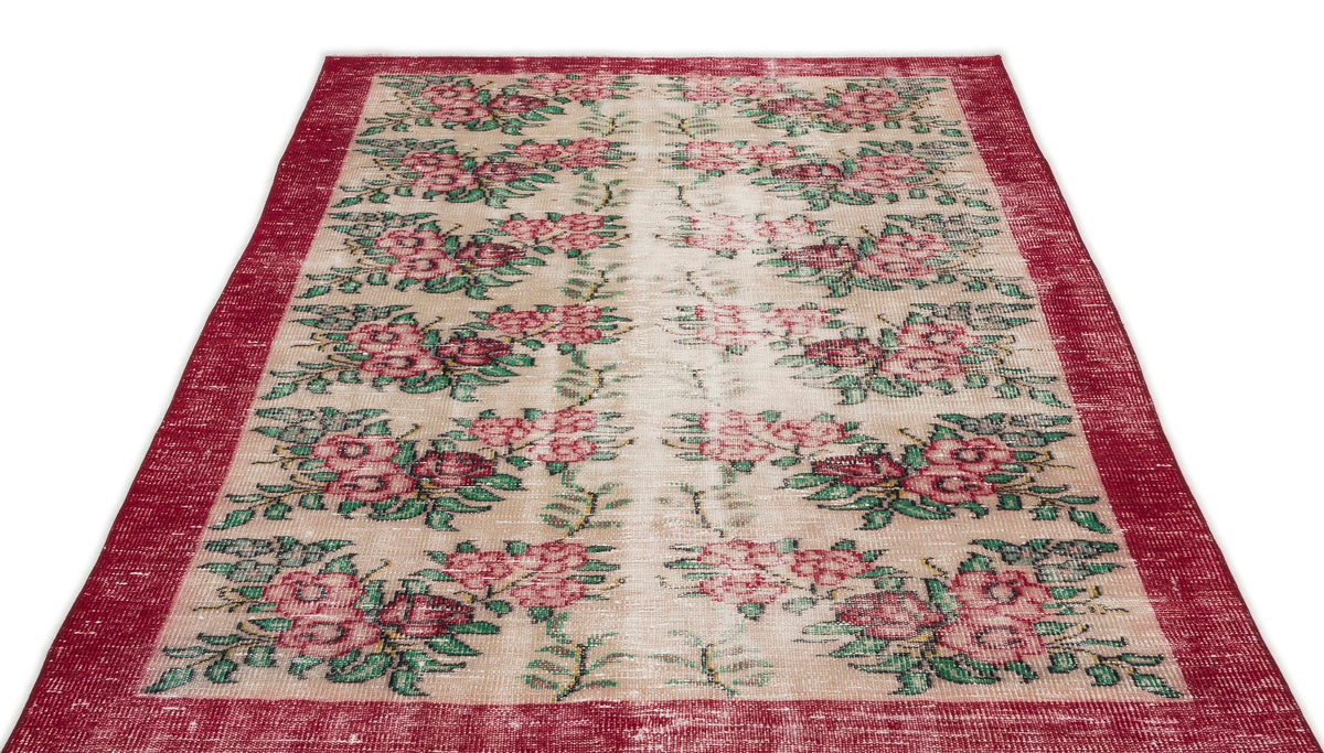 Retro Over Dyed Vintage Rug 4&#39;9&#39;&#39; x 7&#39;10&#39;&#39; ft 145 x 238 cm