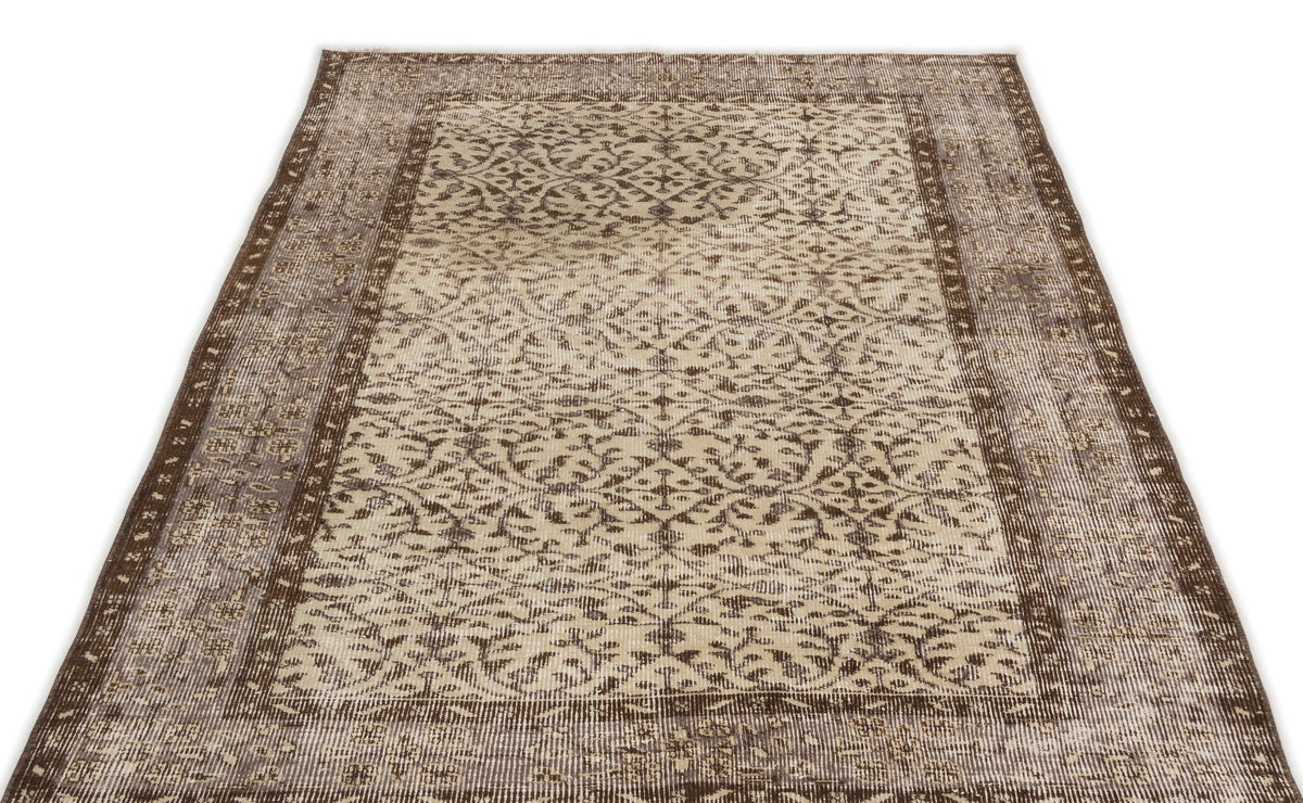 Beige Over Dyed Vintage Rug 3&#39;10&#39;&#39; x 6&#39;10&#39;&#39; ft 116 x 208 cm