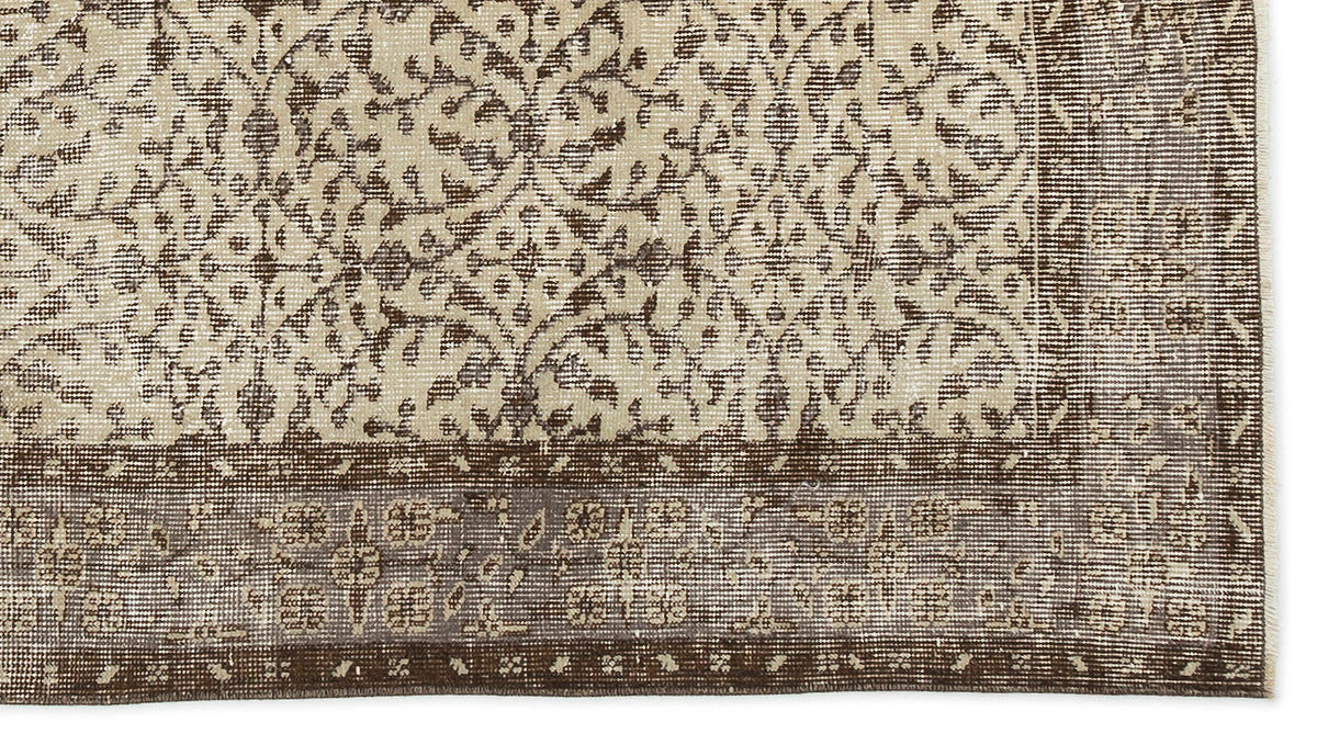 Beige Over Dyed Vintage Rug 3&#39;10&#39;&#39; x 6&#39;10&#39;&#39; ft 116 x 208 cm