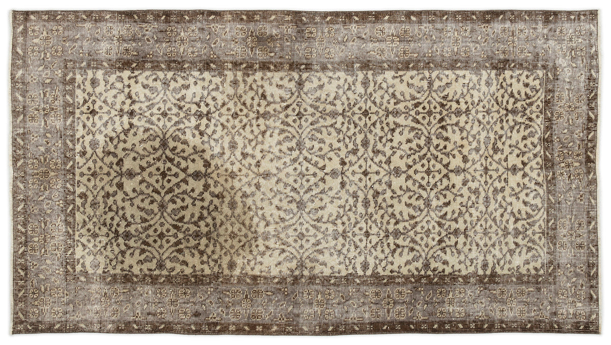 Beige Over Dyed Vintage Rug 3&#39;10&#39;&#39; x 6&#39;10&#39;&#39; ft 116 x 208 cm