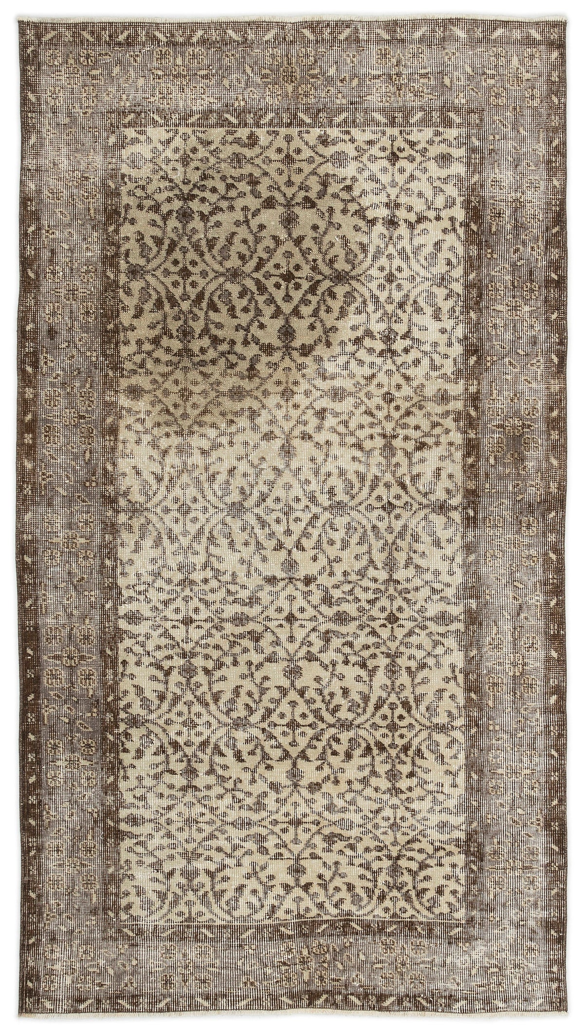 Beige Over Dyed Vintage Rug 3&#39;10&#39;&#39; x 6&#39;10&#39;&#39; ft 116 x 208 cm