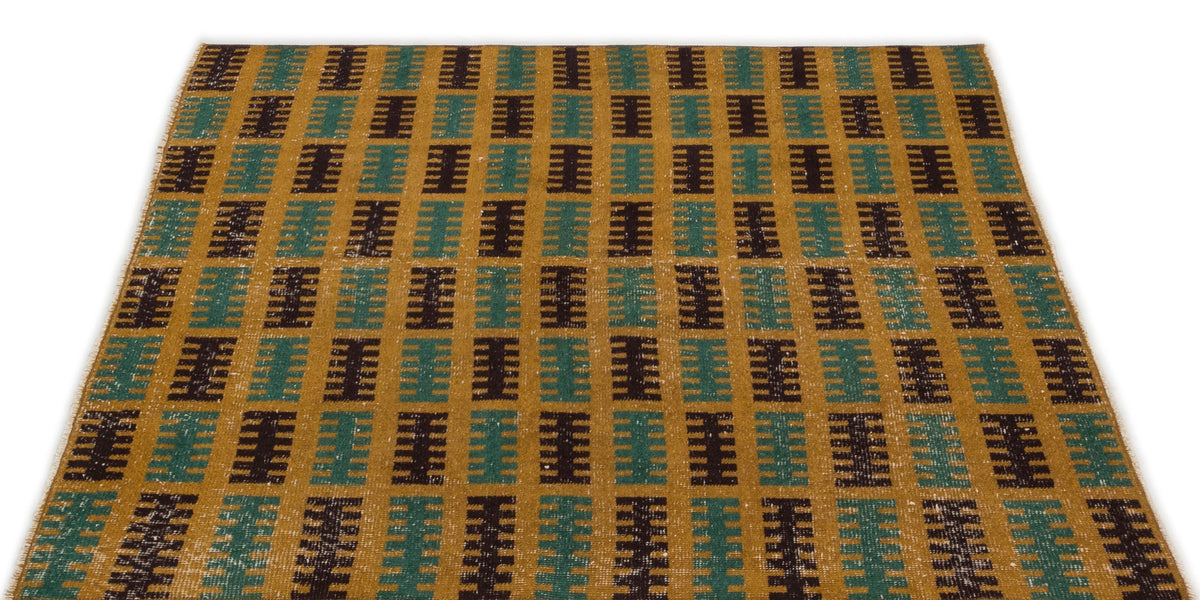 Retro Over Dyed Vintage Rug 3&#39;8&#39;&#39; x 4&#39;7&#39;&#39; ft 111 x 140 cm