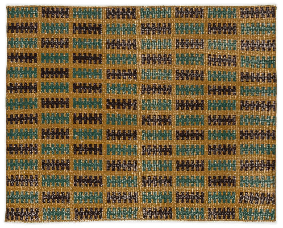 Retro Over Dyed Vintage Rug 3&#39;8&#39;&#39; x 4&#39;7&#39;&#39; ft 111 x 140 cm