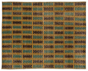 Retro Over Dyed Vintage Rug 3'8'' x 4'7'' ft 111 x 140 cm