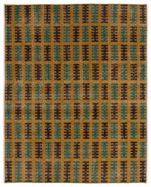 Retro Over Dyed Vintage Rug 3'8'' x 4'8'' ft 113 x 142 cm
