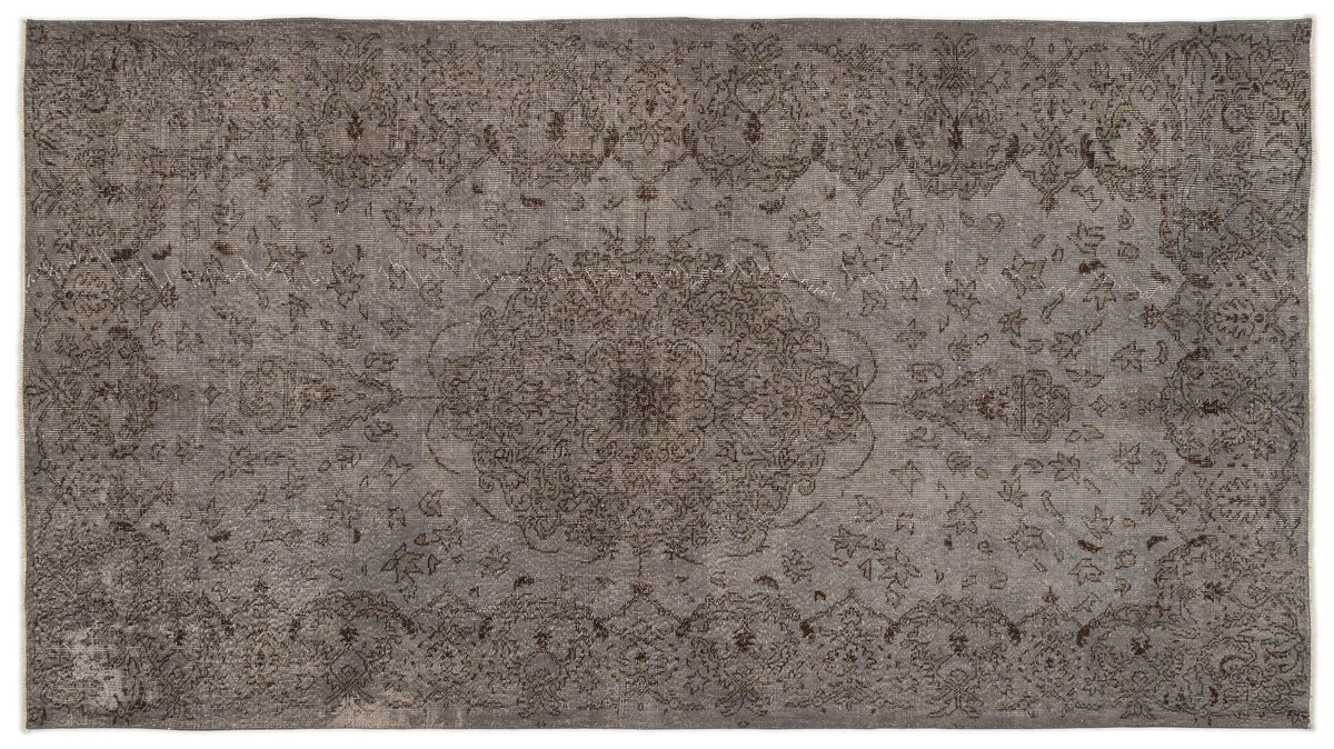 Gray Over Dyed Vintage Rug 5&#39;5&#39;&#39; x 9&#39;11&#39;&#39; ft 166 x 301 cm