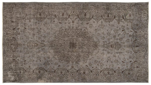 Gray Over Dyed Vintage Rug 5'5'' x 9'11'' ft 166 x 301 cm