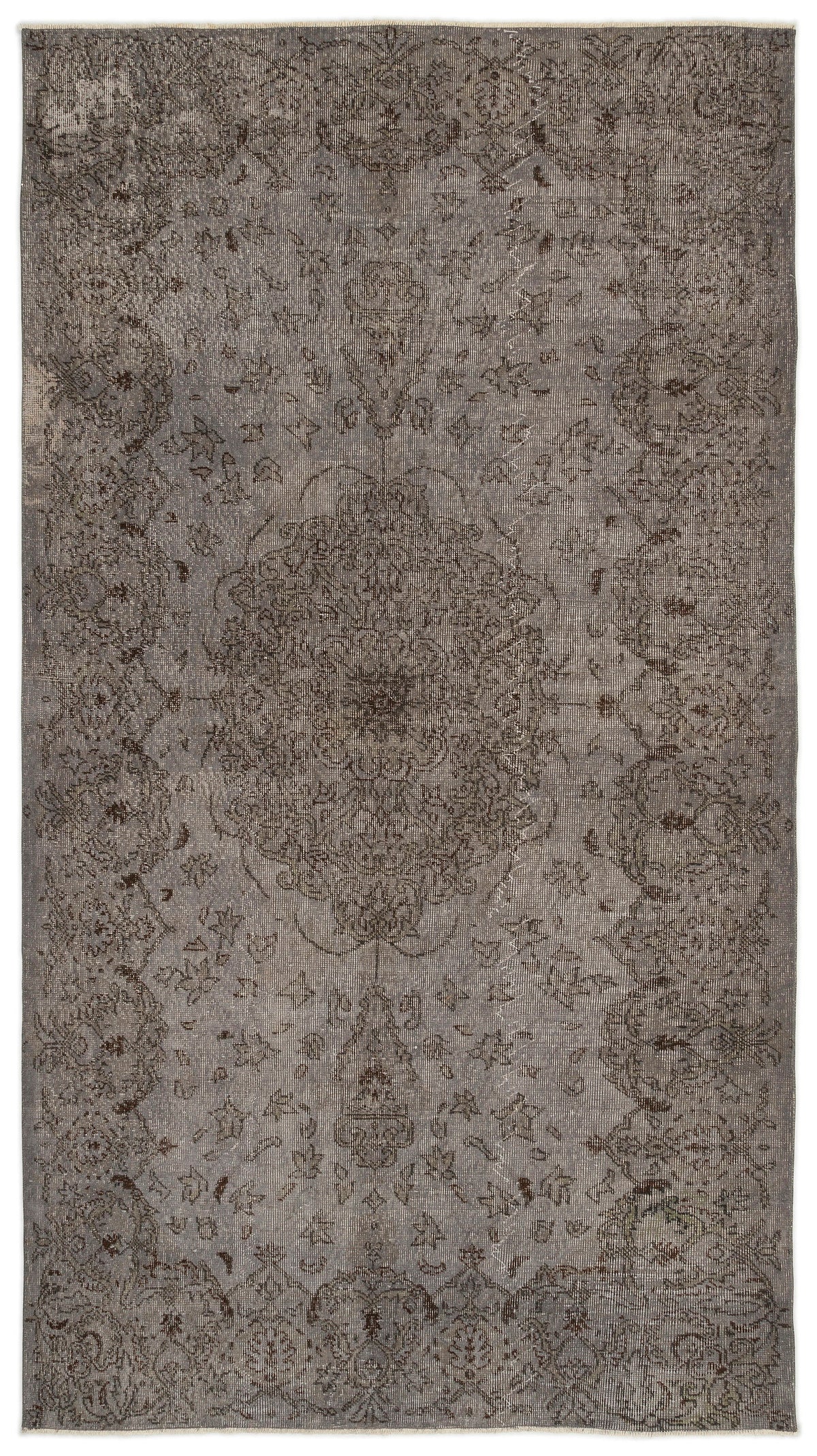 Gray Over Dyed Vintage Rug 5&#39;5&#39;&#39; x 9&#39;11&#39;&#39; ft 166 x 301 cm