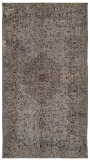 Gray Over Dyed Vintage Rug 5'5'' x 9'11'' ft 166 x 301 cm