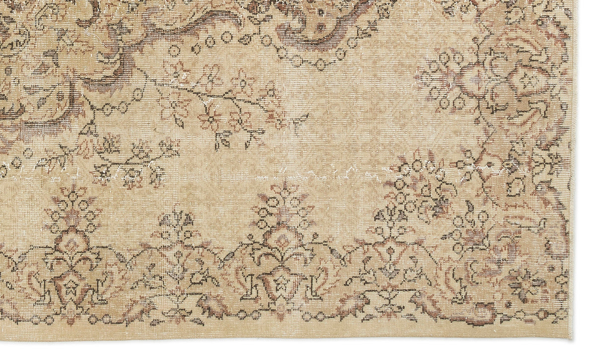 Beige Over Dyed Vintage Rug 5&#39;8&#39;&#39; x 9&#39;4&#39;&#39; ft 173 x 285 cm