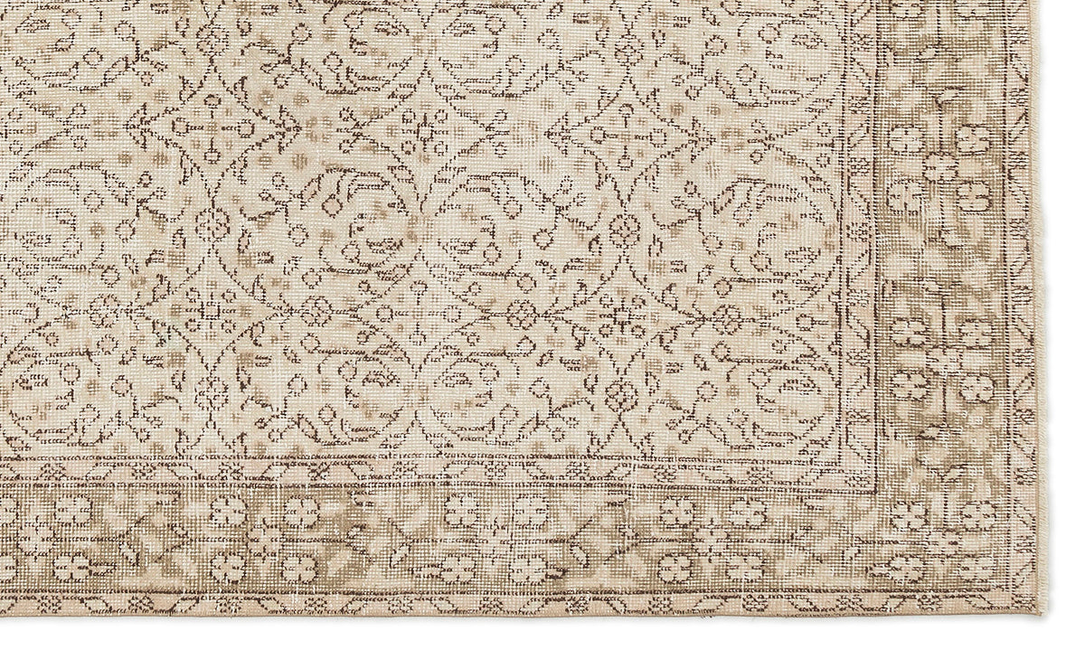Beige Over Dyed Vintage Rug 5&#39;2&#39;&#39; x 8&#39;7&#39;&#39; ft 157 x 262 cm