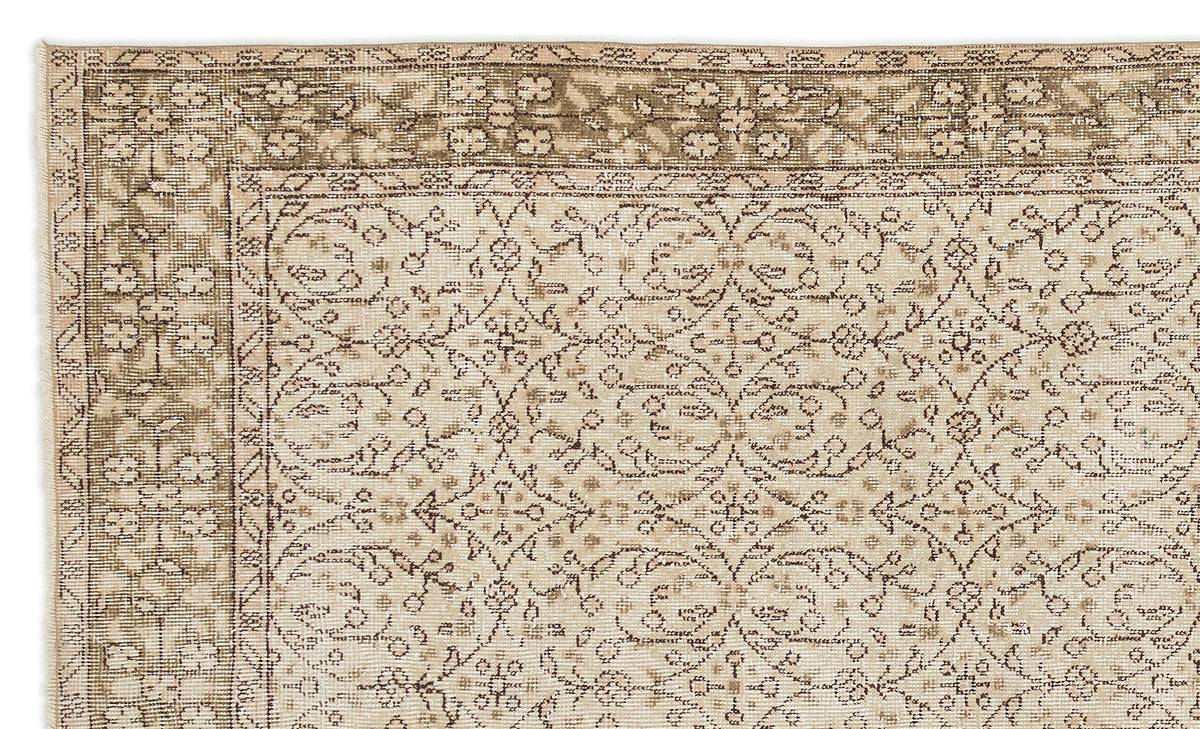 Beige Over Dyed Vintage Rug 5&#39;2&#39;&#39; x 8&#39;7&#39;&#39; ft 157 x 262 cm