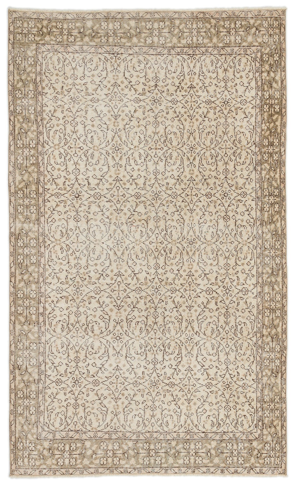 Beige Over Dyed Vintage Rug 5'2'' x 8'7'' ft 157 x 262 cm