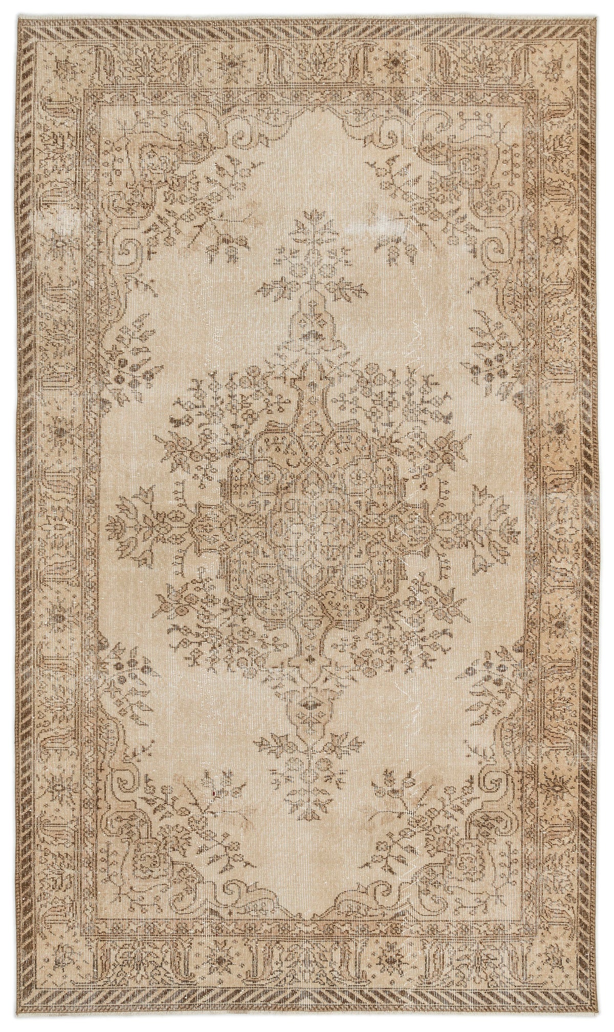 Beige Over Dyed Vintage Rug 5&#39;7&#39;&#39; x 9&#39;6&#39;&#39; ft 170 x 290 cm