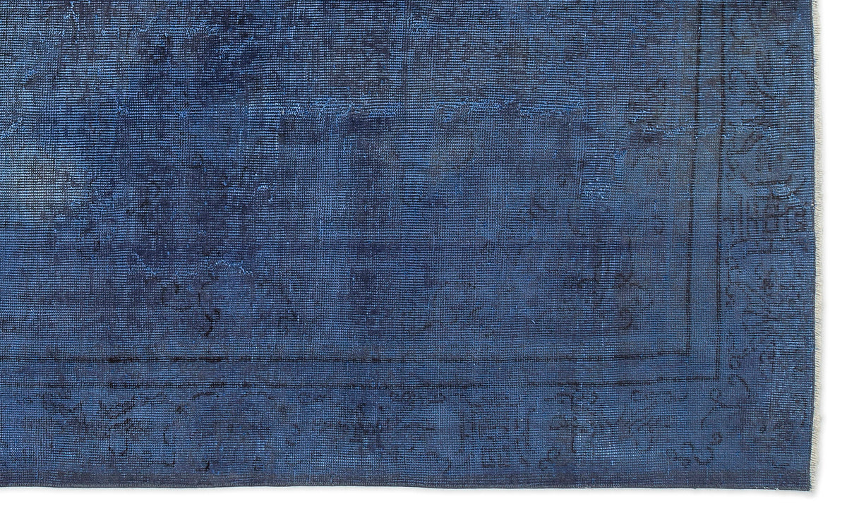 Blue Over Dyed Vintage Rug 5&#39;3&#39;&#39; x 8&#39;8&#39;&#39; ft 161 x 265 cm