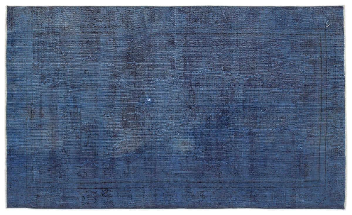 Blue Over Dyed Vintage Rug 5&#39;3&#39;&#39; x 8&#39;8&#39;&#39; ft 161 x 265 cm