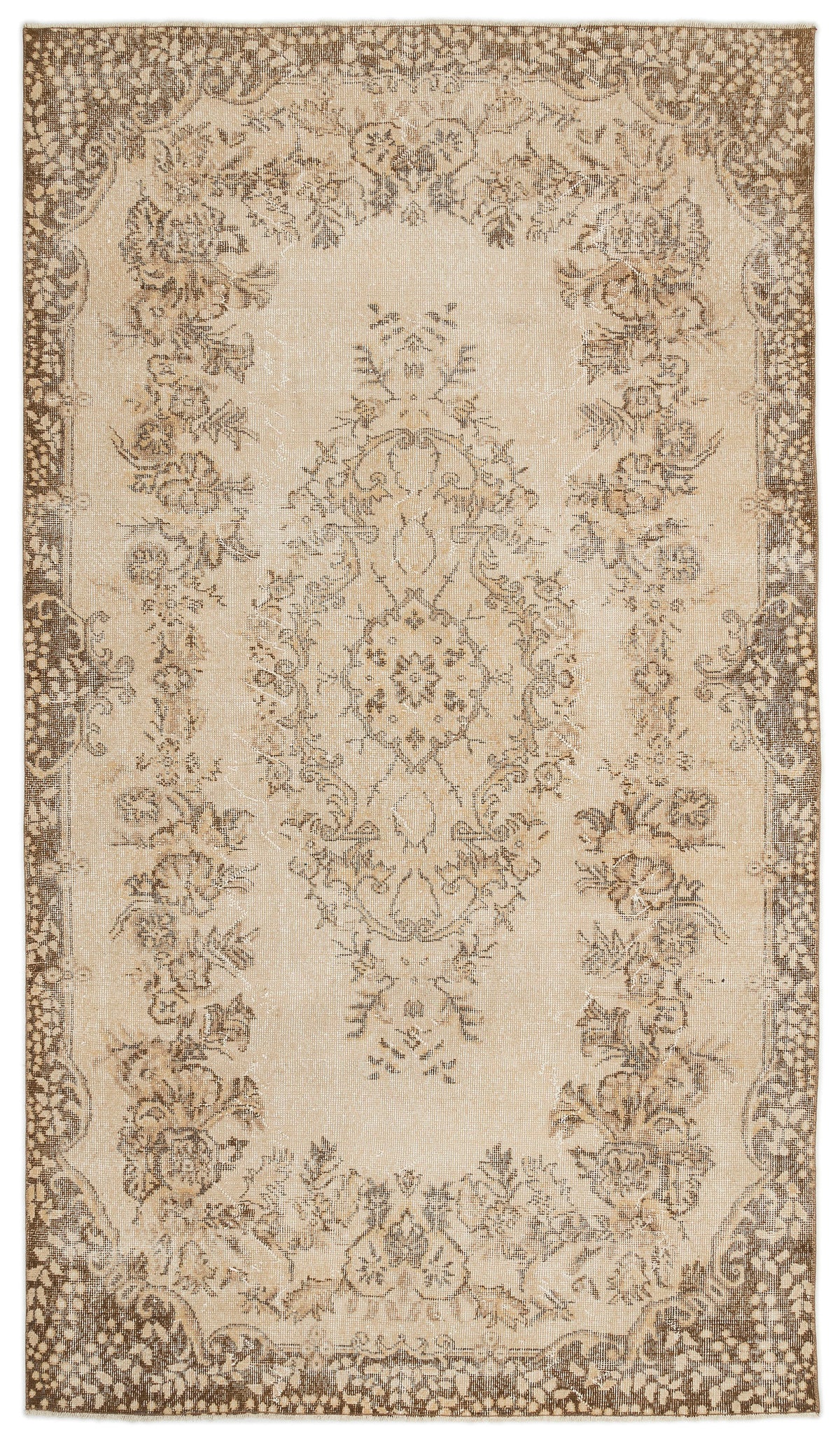 Beige Over Dyed Vintage Rug 5&#39;6&#39;&#39; x 9&#39;6&#39;&#39; ft 168 x 290 cm