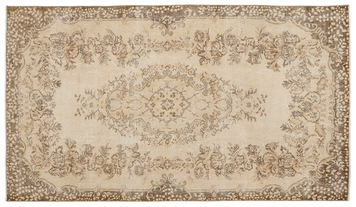 Beige Over Dyed Vintage Rug 5&#39;6&#39;&#39; x 9&#39;6&#39;&#39; ft 168 x 290 cm