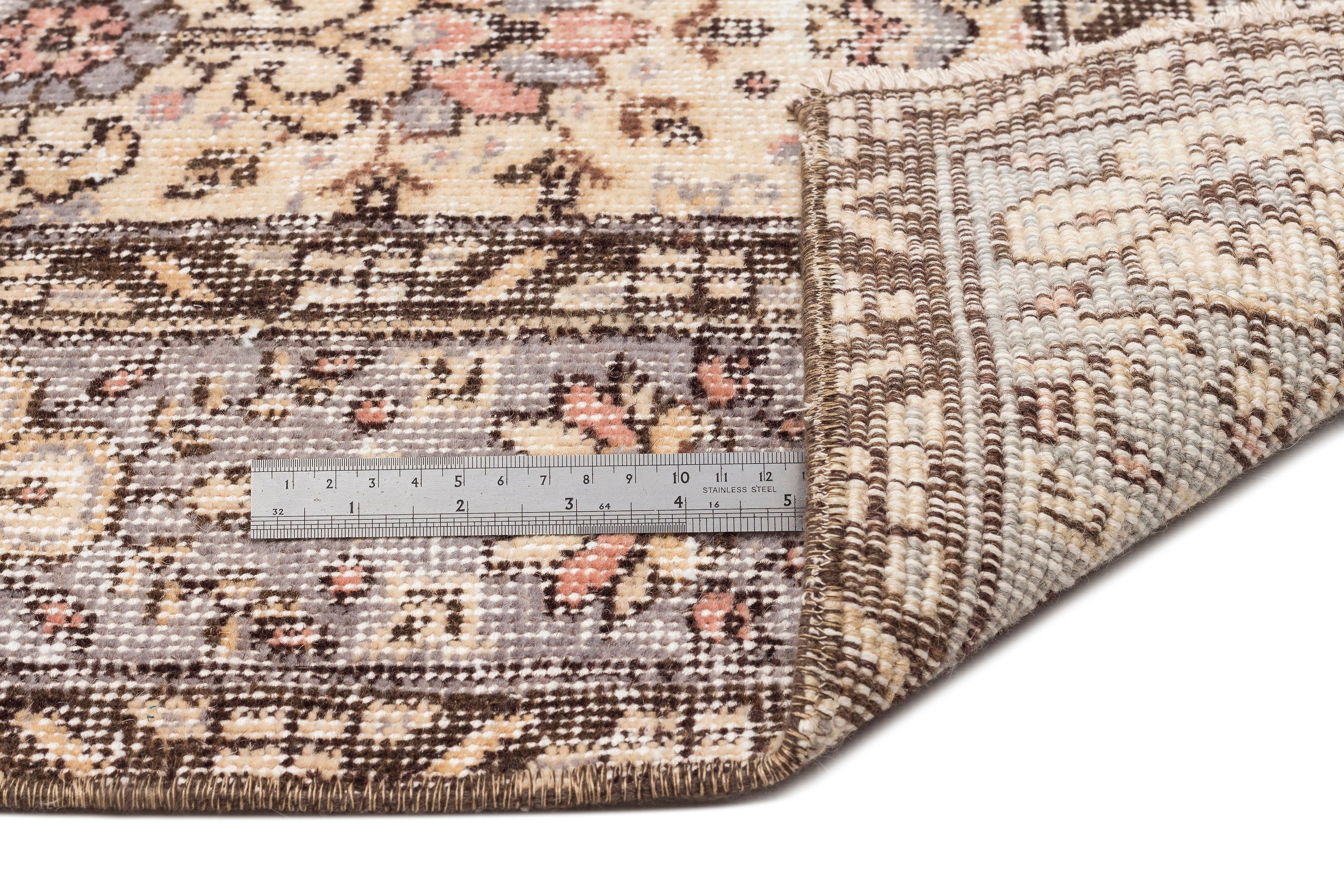 Beige Over Dyed Vintage Rug 6'2'' x 9'8'' ft 188 x 295 cm