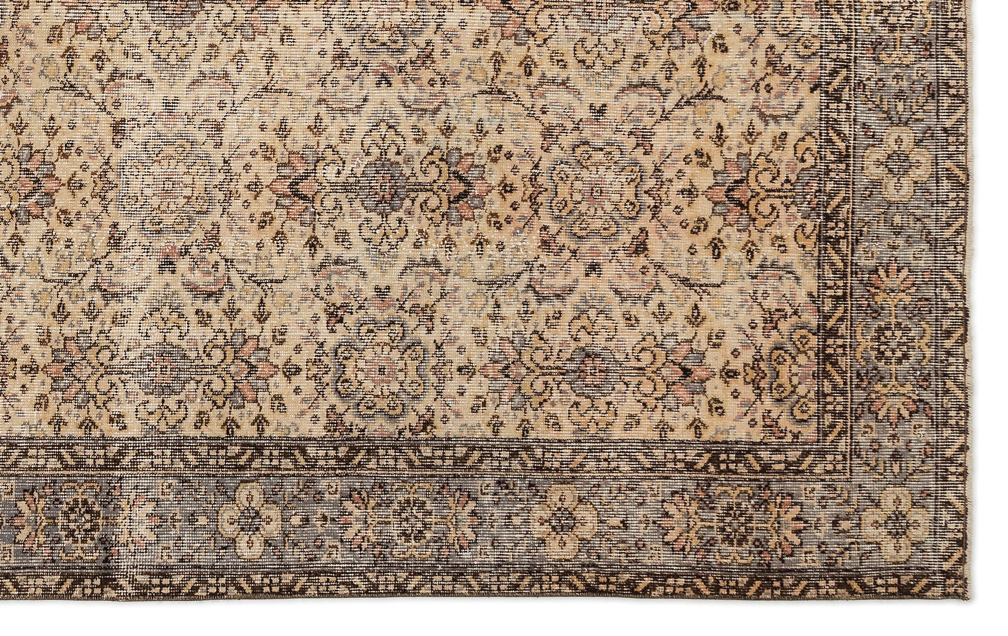 Beige Over Dyed Vintage Rug 6'2'' x 9'8'' ft 188 x 295 cm