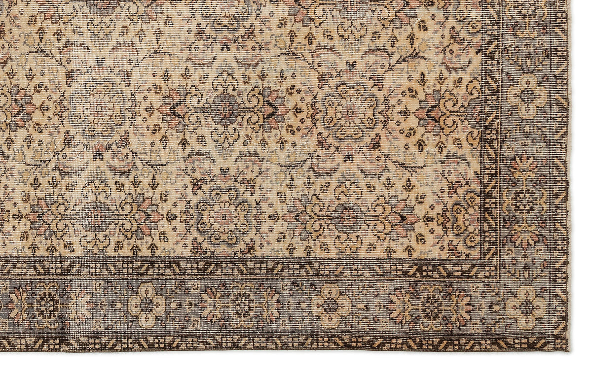 Beige Over Dyed Vintage Rug 6&#39;2&#39;&#39; x 9&#39;8&#39;&#39; ft 188 x 295 cm