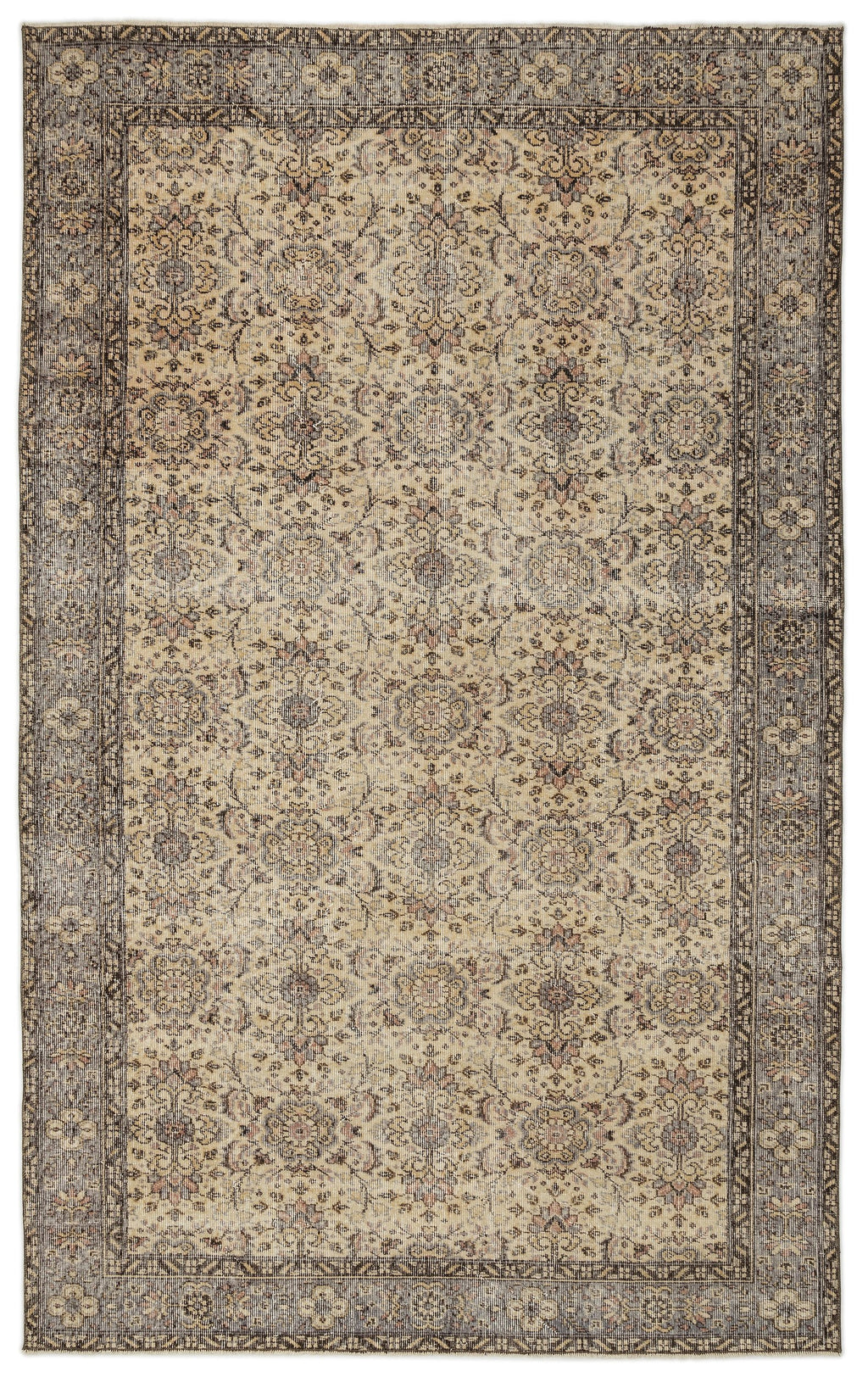 Beige Over Dyed Vintage Rug 6'2'' x 9'8'' ft 188 x 295 cm