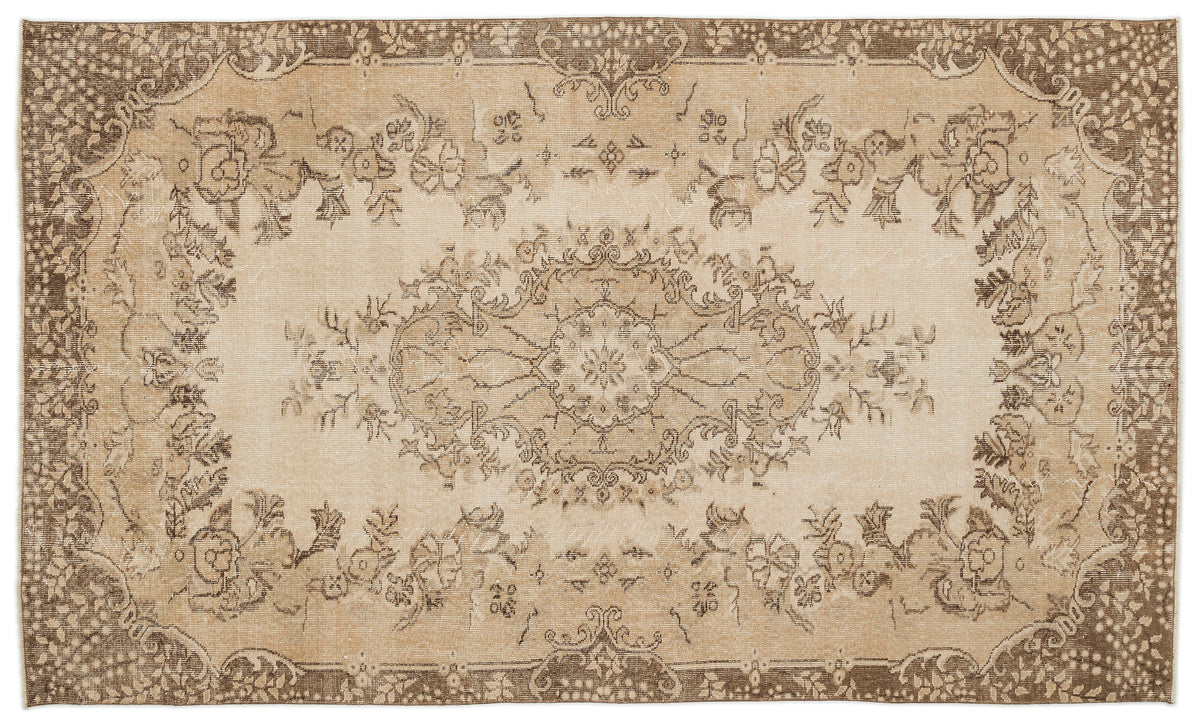 Beige Over Dyed Vintage Rug 5&#39;7&#39;&#39; x 9&#39;5&#39;&#39; ft 170 x 288 cm