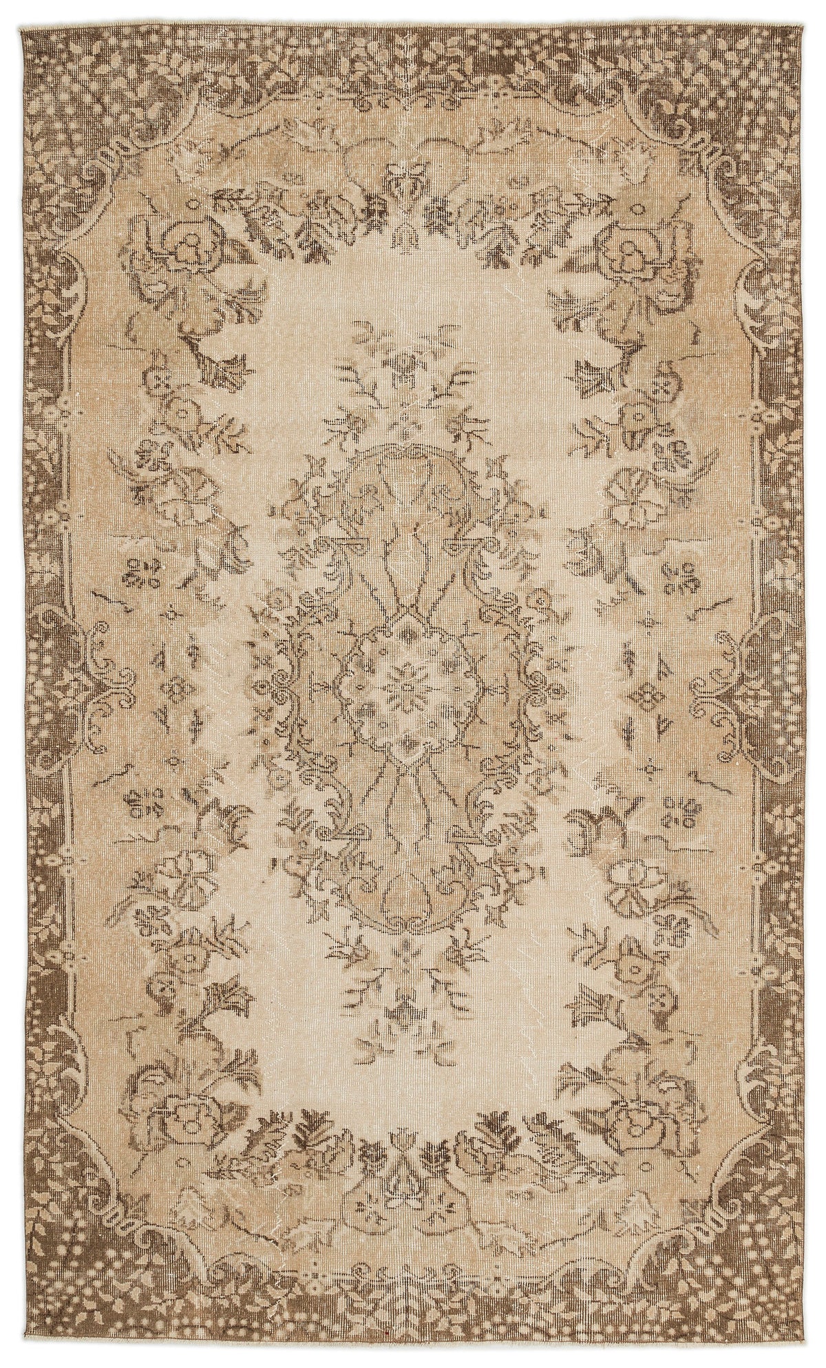Beige Over Dyed Vintage Rug 5&#39;7&#39;&#39; x 9&#39;5&#39;&#39; ft 170 x 288 cm
