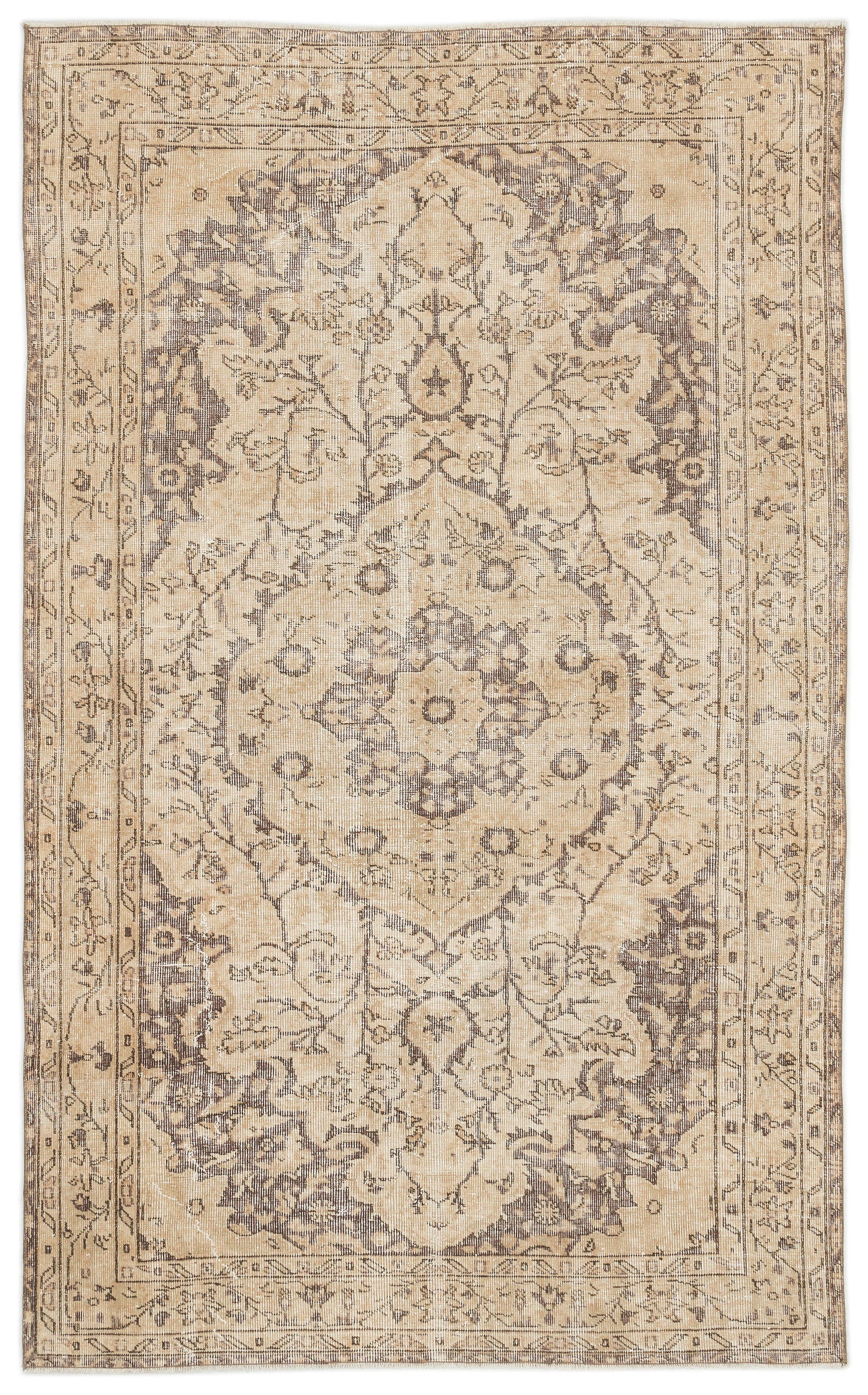Beige Over Dyed Vintage Rug 5'3'' x 8'11'' ft 159 x 271 cm