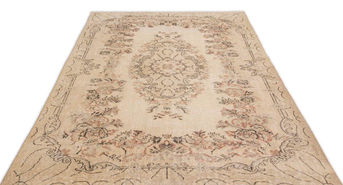 Beige Over Dyed Vintage Rug 5&#39;11&#39;&#39; x 9&#39;6&#39;&#39; ft 180 x 290 cm