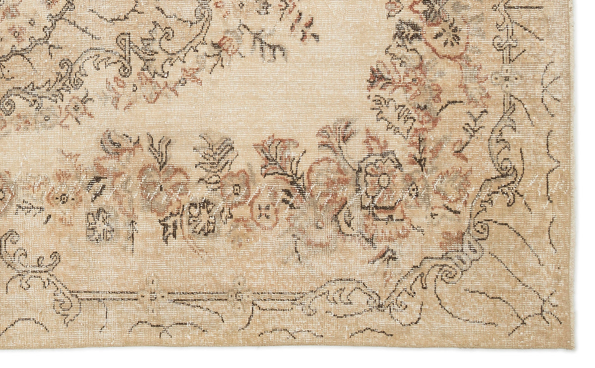 Beige Over Dyed Vintage Rug 5&#39;11&#39;&#39; x 9&#39;6&#39;&#39; ft 180 x 290 cm