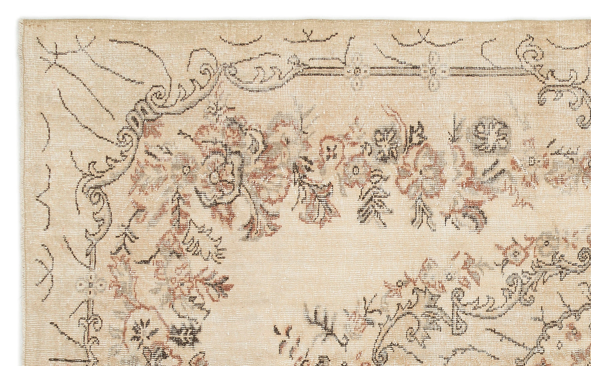 Beige Over Dyed Vintage Rug 5&#39;11&#39;&#39; x 9&#39;6&#39;&#39; ft 180 x 290 cm