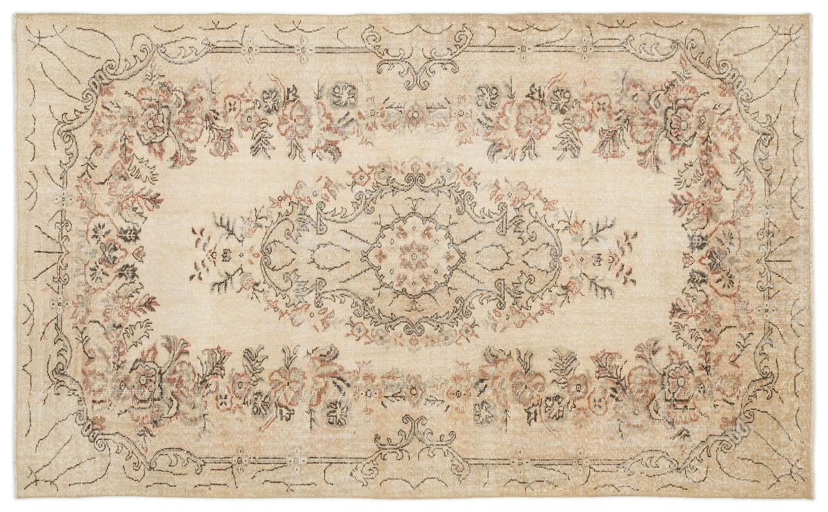 Beige Over Dyed Vintage Rug 5&#39;11&#39;&#39; x 9&#39;6&#39;&#39; ft 180 x 290 cm