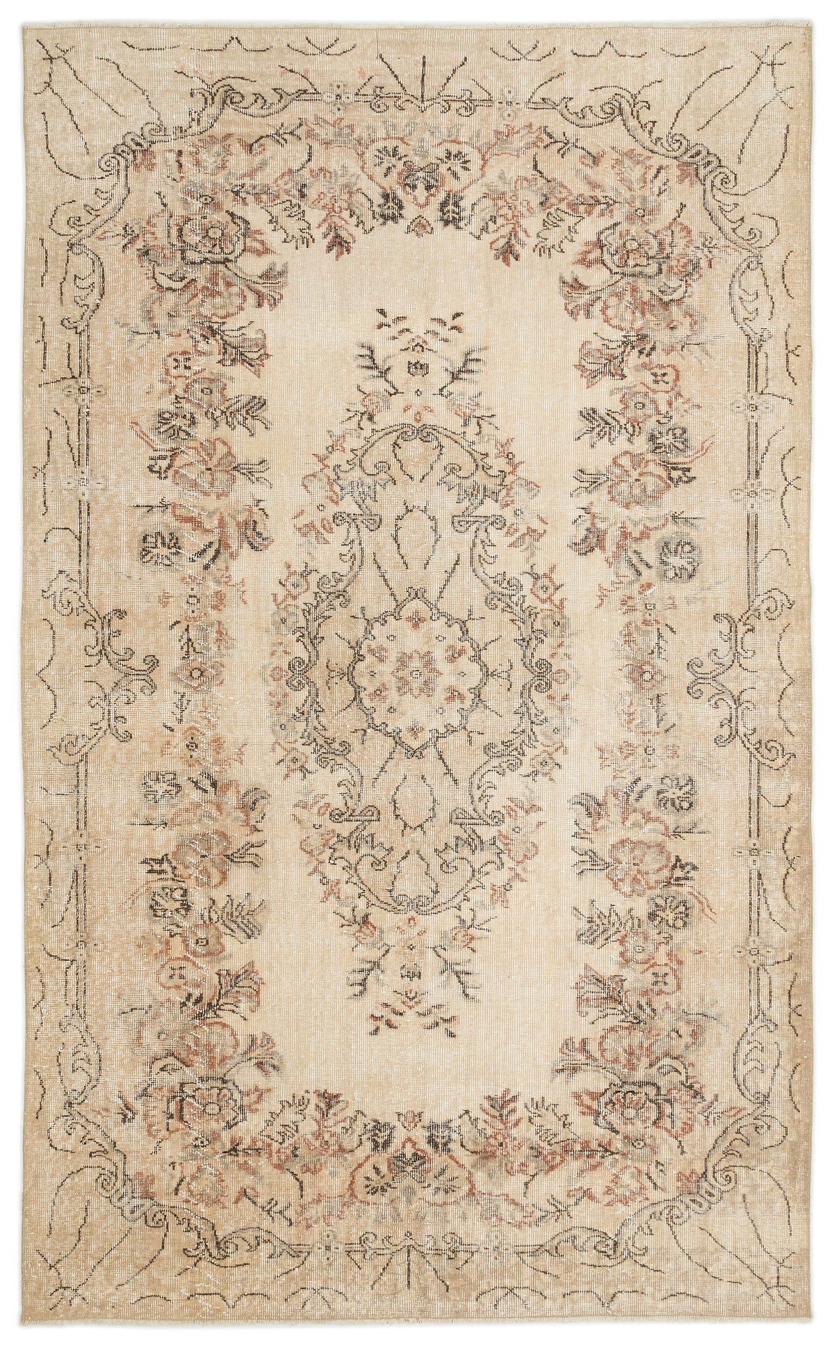 Beige Over Dyed Vintage Rug 5&#39;11&#39;&#39; x 9&#39;6&#39;&#39; ft 180 x 290 cm