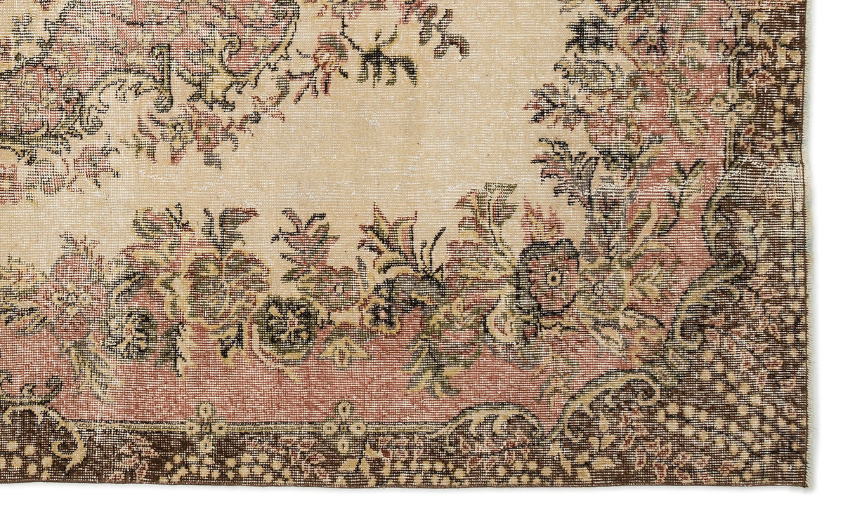 Beige Over Dyed Vintage Rug 5&#39;9&#39;&#39; x 9&#39;7&#39;&#39; ft 175 x 291 cm