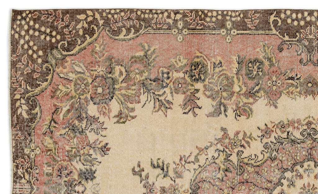 Beige Over Dyed Vintage Rug 5'9'' x 9'7'' ft 175 x 291 cm