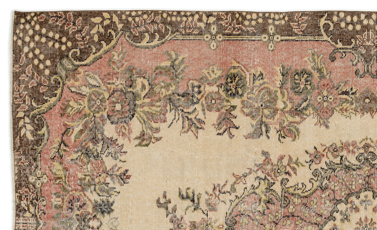 Beige Over Dyed Vintage Rug 5&#39;9&#39;&#39; x 9&#39;7&#39;&#39; ft 175 x 291 cm