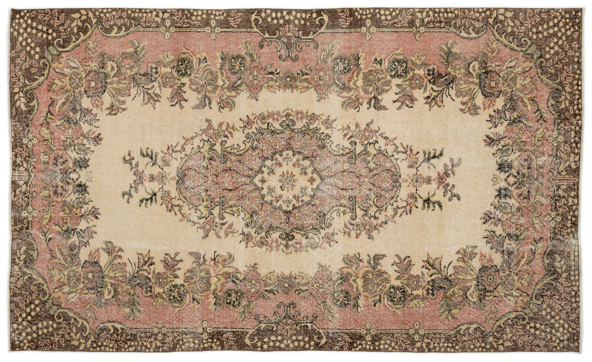 Beige Over Dyed Vintage Rug 5&#39;9&#39;&#39; x 9&#39;7&#39;&#39; ft 175 x 291 cm